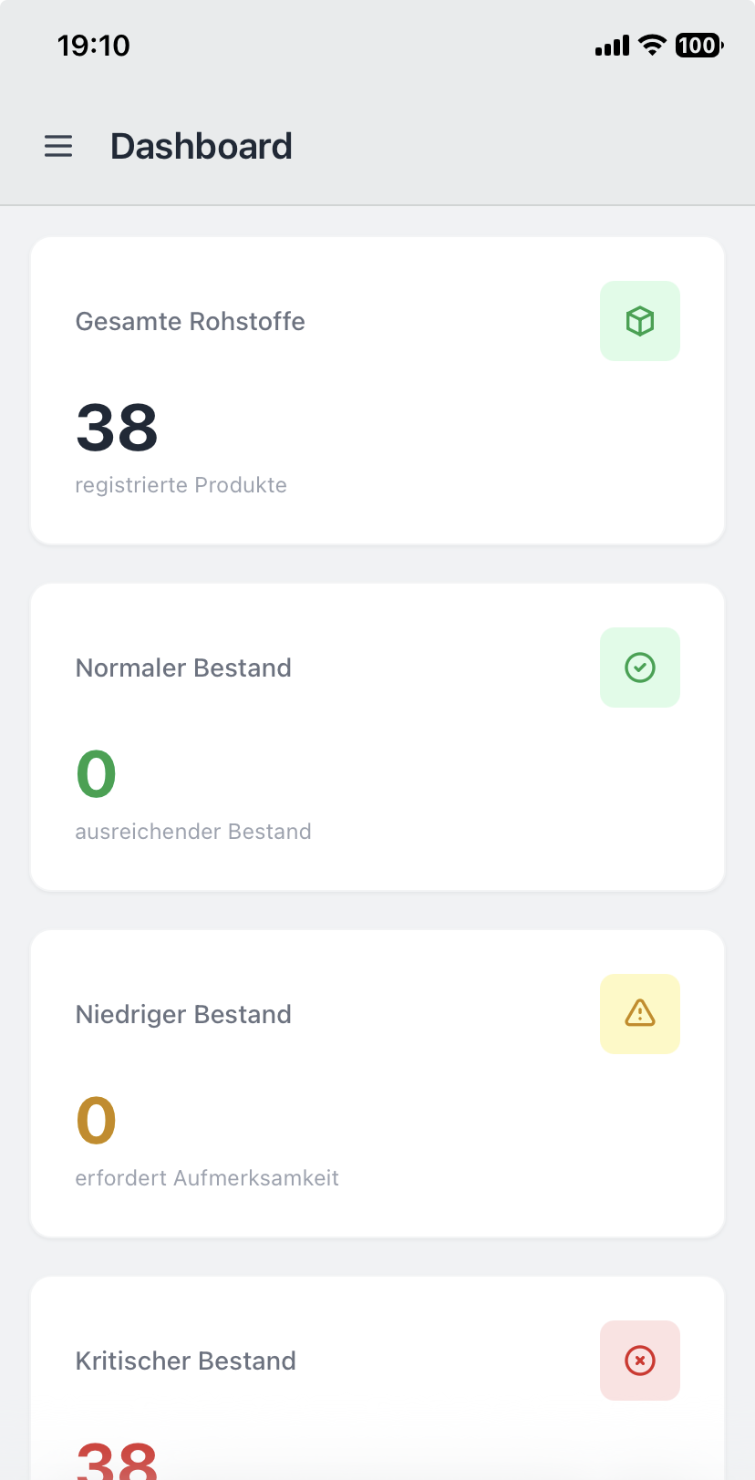 Servexa Dashboard auf dem Smartphone